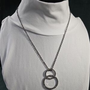Swarovski Silver Necklace with Dual Circle Design